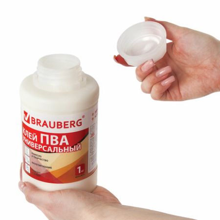Клей ПВА 1кг универсальный бумага картон дерево BRAUBERG 1/6