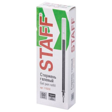Стержень гелевый STAFF Basic GPR-232, 135мм, ЧЕРНЫЙ, узел 0,5мм, линия 0,35мм 1/50
