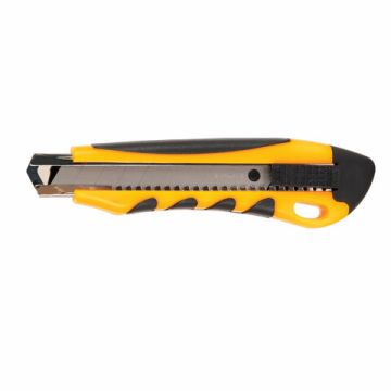 Нож канцелярский 18мм 3 лезвия автофиксатор с резинов вставками Univers Brauberg 1/12/144