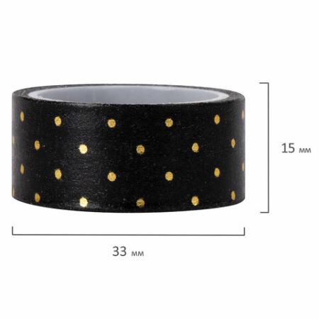 Клейкие WASHI-ленты д/декора с фольгой ЧЕРН ЗОЛОТО 15мм*3м 7шт рисов бумага ОСТРОВ СОКРОВИЩ