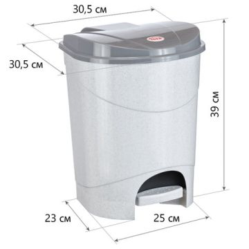 Ведро 19л с крышкой и педалью мусорное серое IDEA 1/4 (Клиент)