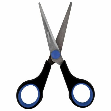 Ножницы 140мм метал черно-синие резиновые вставки SOFT GRIP Brauberg 1/12