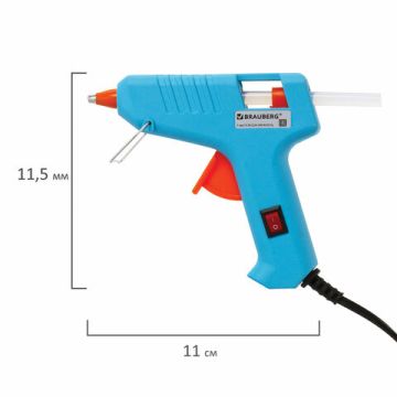 Клеевой пистолет 15 Вт для стержня 7мм компл 20 стержней BRAUBERG 1/12/24