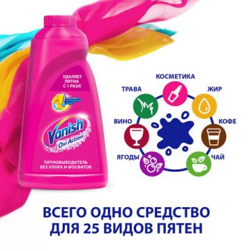Средство жидкое 2л Ваниш для удаления пятен VANISH, Oxi Action для белой и цветной 1/4  (Клиент)