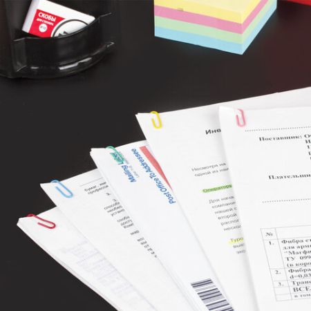 Скрепки 28мм 100шт цветные STAFF 1/10/300