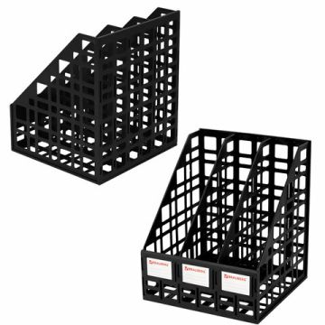 Лоток вертикальный для бумаг 240мм 3 отд сетчатый сборный черный BRAUBERG Ultra 1/19