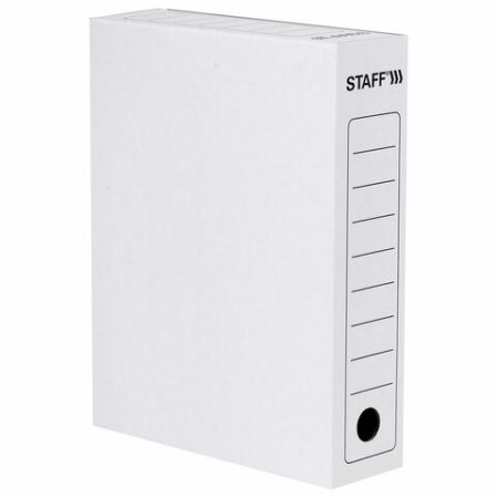 Папка архивная с завязками А4 (325х250мм), 75мм, до 700л, микрогофрокартон, БЕЛАЯ, STAFF, 128869