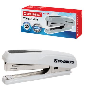 Степлер №10 до 20л с антистеплером серый Extra BRAUBERG 1/24