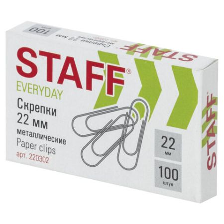 Скрепки 22мм 100шт металлические эконом STAFF 1/33/198