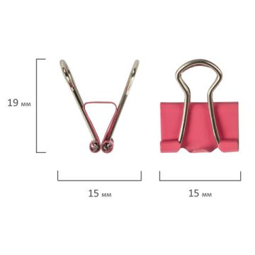 Зажимы для бумаг 15мм на 45л (12шт) цветные в картонной коробке Staff 1/12/360