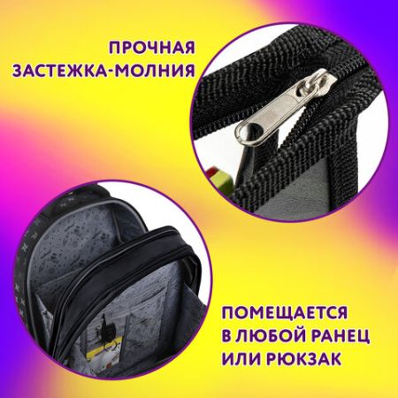 Папка для тетрадей ЮНЛАНДИЯ А4, 1 отделение, пластик, на молнии, Stay wild, 271081