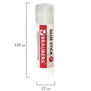 Клей-карандаш 25г Crystal BRAUBERG 1/12/432 (клиент)