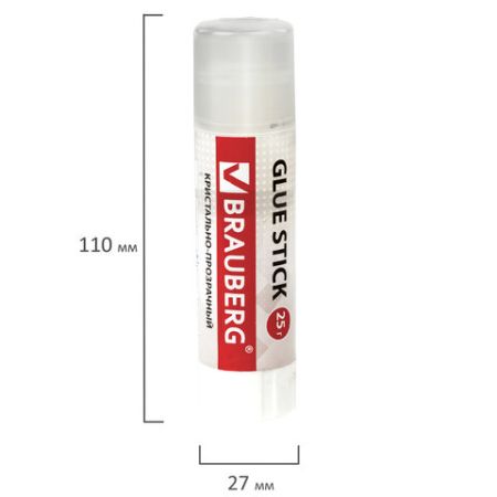 Клей-карандаш 25г Crystal BRAUBERG 1/12/432 (клиент)