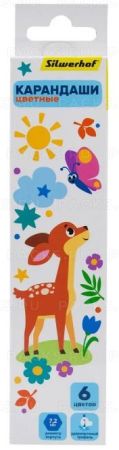 Карандаши цветные 06цв заточенные Silwerhof Веселые друзья 1/8/480