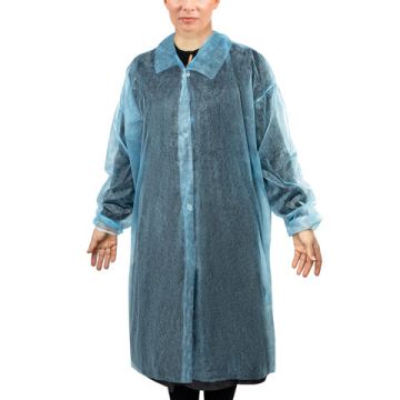 Халат на липучках голубой одноразовый 56-58р (10шт) резинка снаблайн 1/10 (Клиент)