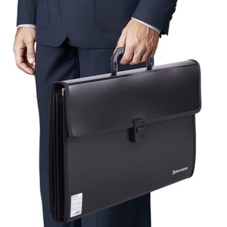 Папка-портфель BRAUBERG  390х260х40мм 3отд пластик, черный 1/10 (клиент)