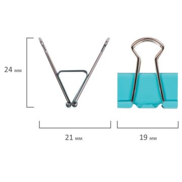 Зажимы для бумаг 19мм на 60л (12шт) цветные в картонной коробке Staff 1/12/300