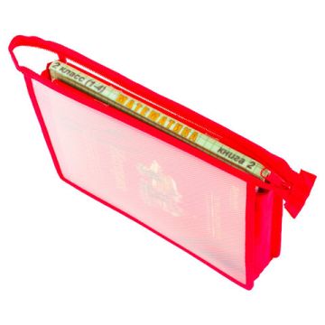 Папка для тетрадей А5 пластик молния сверху прозрачнаякрасная Пифагор 1/50