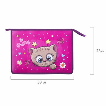 Папка для тетрадей А4 пластик 1 отделение, на молнии Юнландия Pretty Kitty 1/25