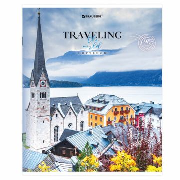 Тетрадь 96л А5 линия, скоба, обложка картон Traveling BRAUBERG 1/ 5/50