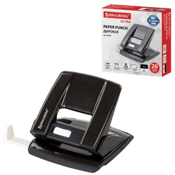 Дырокол на 20листов металлический черный Brauberg Ultra 1/30/60