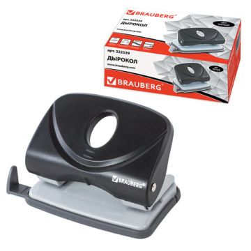 Дырокол на 20листов средний черный Einkommen Brauberg 1/12