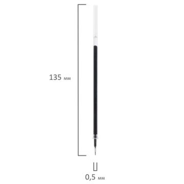 Стержень гелевый STAFF, 135 мм, игольчатый пишущий узел 0,5 мм, линия 0,35 мм, черный 1/5