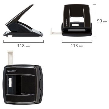 Дырокол на 20листов металлический черный Brauberg Ultra 1/30/60