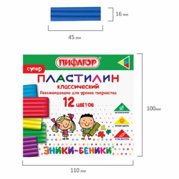 Пластилин 12цв 120г классический стек Эники-Беники Супер ПИФАГОР 1/48