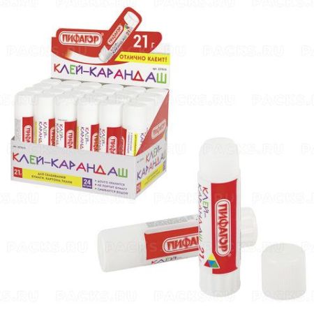 Клей-карандаш 21г ПИФАГОР 1/24/648