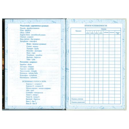 Дневник для музыкальной школы 48л твердый, BRAUBERG, выборочный лак, Симфония, 103601