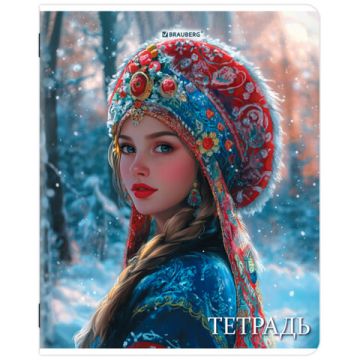 Тетрадь 48л А5  клетка обложка картон Русская красавица BRAUBERG 1/5/100
