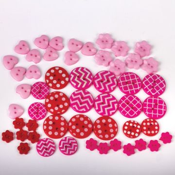 Пуговицы декоративные ОТТЕНКИ РОЗОВОГО, пластик, 52шт., ассорти, ОСТРОВ СОКРОВИЩ (вывод)