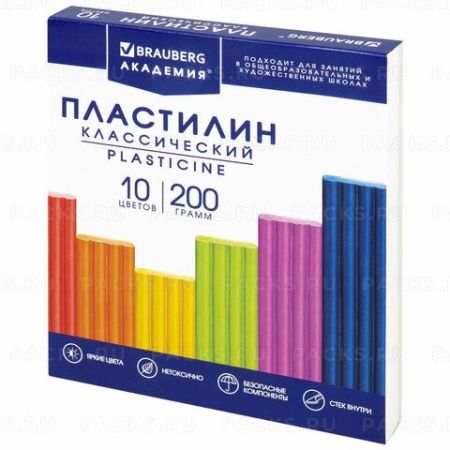 Пластилин 10цв 200г со стеком АКАДЕМИЯ КЛАССИЧЕСКАЯ BRAUBERG 1/16