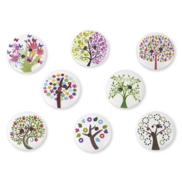 Пуговицы декоративные ДЕРЕВЦЕ, дерево, 20мм, 18шт., ассорти, ОСТРОВ СОКРОВИЩ (вывод)