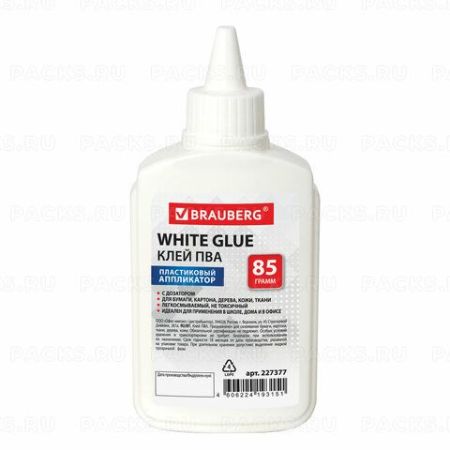 Клей ПВА 85г бумага картон дерево BRAUBERG 1/50