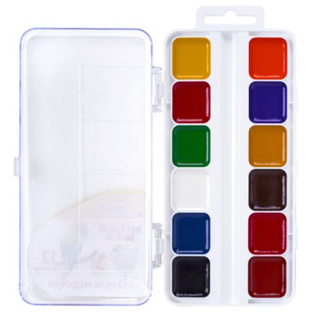 Краски акварельные 12цв медовые Веселый Шмель ЮНЛАНДИЯ 1/12