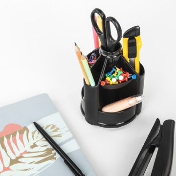 Подставка-органайзер 107х107х130мм вращающаяся 10 отделений черная Brauberg Mini 1/10 (клиент)