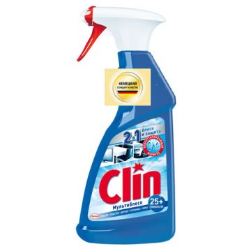 Средство жидкое для мытья стекол и поверхностей 500мл распылитель Клин Мультиблеск 1/10 (клиент)