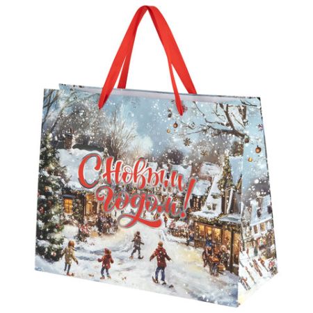 НГ Пакет подарочный бумажный (26х32х13) ассорти Winter Wonderland 1/12/144