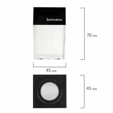 Скрепочница магнитная с 50 никелированными скрепками 28мм BRAUBERG 1/70 nelK (клиент)