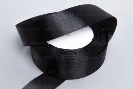 Лента атласная 25мм 25м черная 1/5