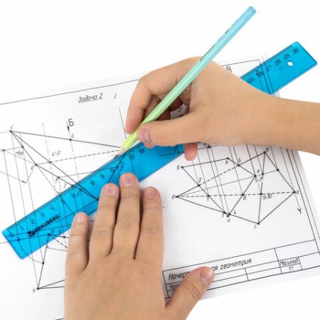 Линейка 30см пластиковая прозрачная тонированная BRAUBERG 1/20/100