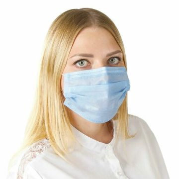 Маски медицинские комплект 50шт 3-х слойные одноразовые голубые СМЗ 1/50