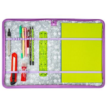 Папка для труда на молнии BRAUBERG А4 с ручкой, 1  отд., картон, органайзер, Charming kitten, 270991