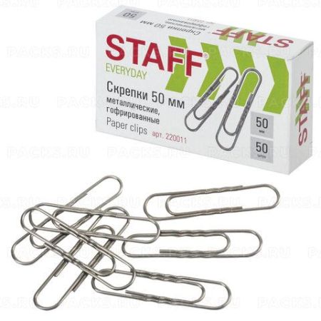 Скрепки STAFF EVERYDAY 50мм металл гофрир 50шт