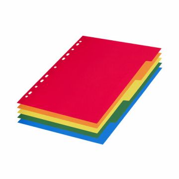 Разделитель пластиковый BRAUBERG для папок А4, по цветам 5цв., с оглавлением, 221846