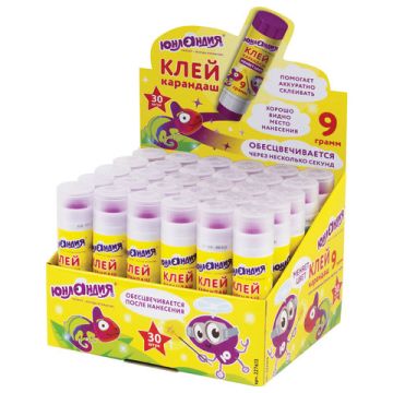 Клей-карандаш 09г обесцвечивающийся цветной ЮНЛАНДИЯ 1/30/1080