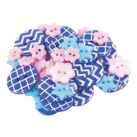 Пуговицы декоративные ОТТЕНКИ СИНЕГО, пластик, 52шт., ассорти, ОСТРОВ СОКРОВИЩ (вывод)