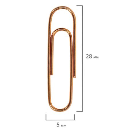 Скрепки 28мм 100шт омедненные BRAUBERG 1/10/300 (клиент)